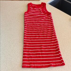 Red and White Striped Sleeveless Dress